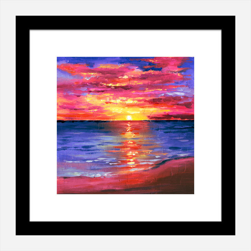 Pink Sunset Abstract Art Print