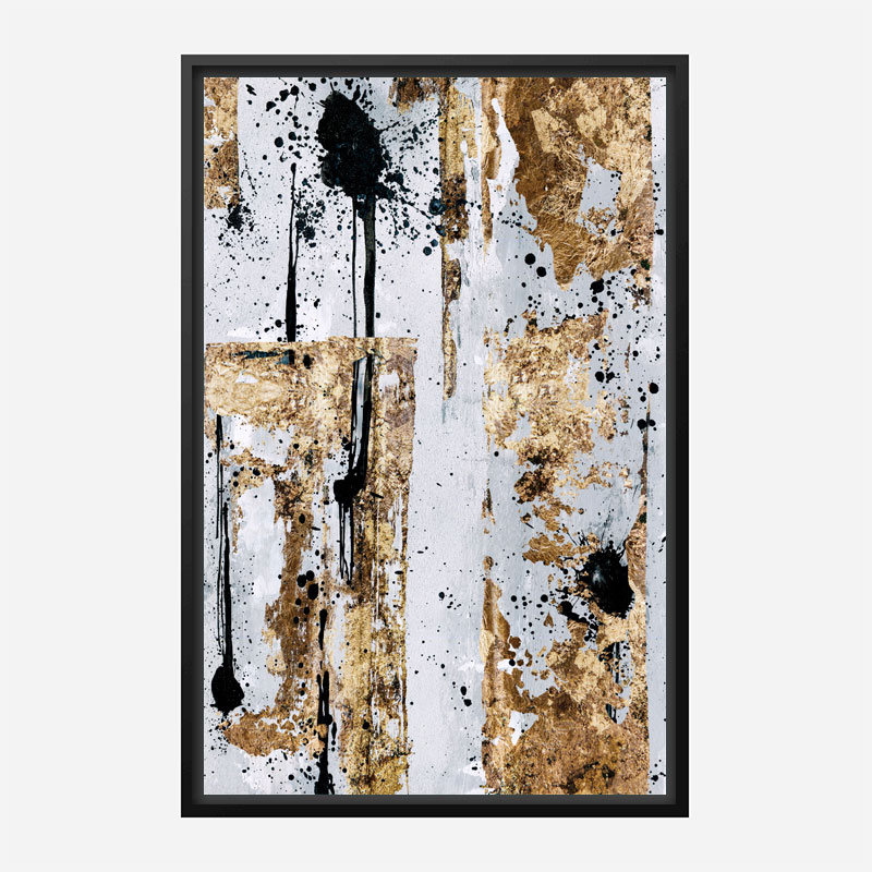 Gold & Black Spots Abstract Art Print