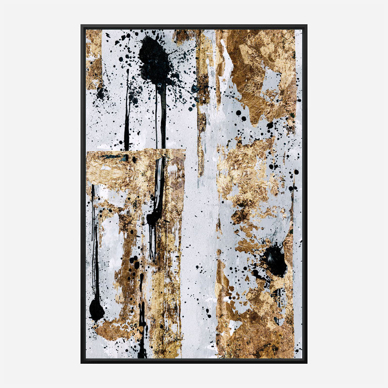 Gold & Black Spots Abstract Art Print