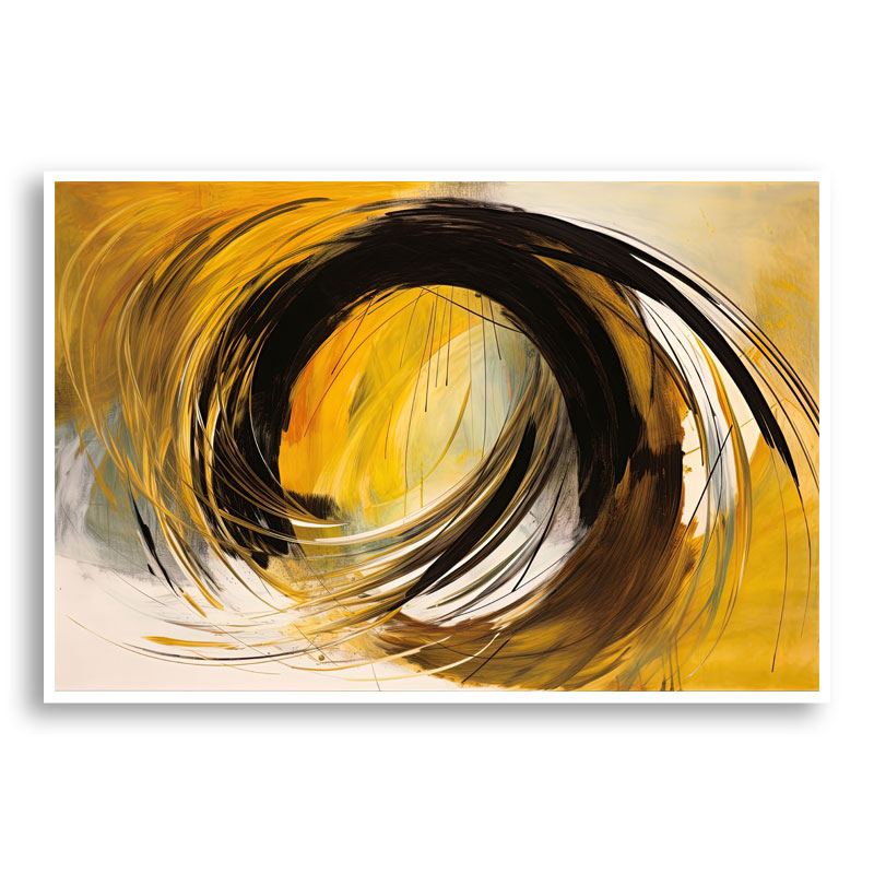 Golden Hay Circle Abstract Art Print