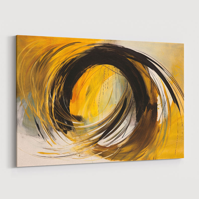 Golden Hay Circle Abstract Art Print