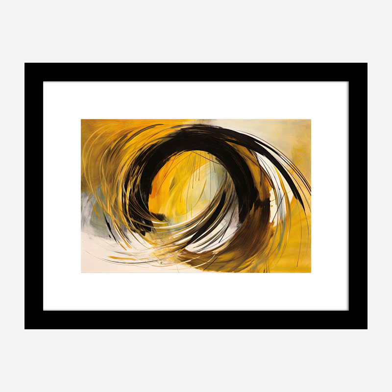 Golden Hay Circle Abstract Art Print