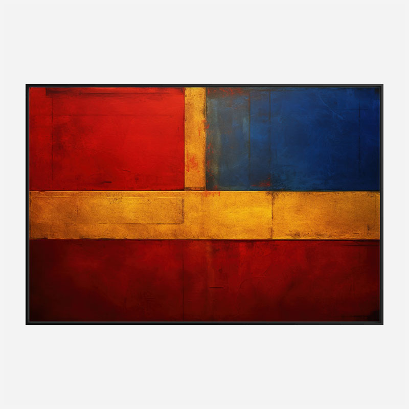 Red Blue & Gold Rothko Style Abstract Art Print