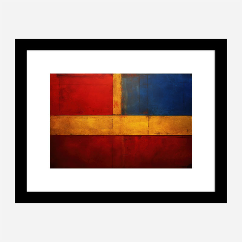 Red Blue & Gold Rothko Style Abstract Art Print