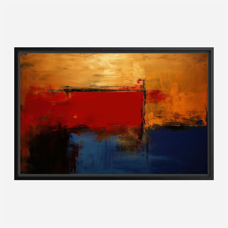 Red Blue & Gold Rothko Style 3 Abstract Art Print