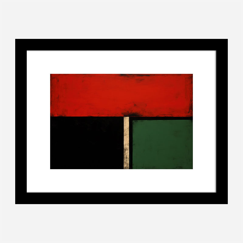 Red Black & Green Rothko Style Abstract Art Print