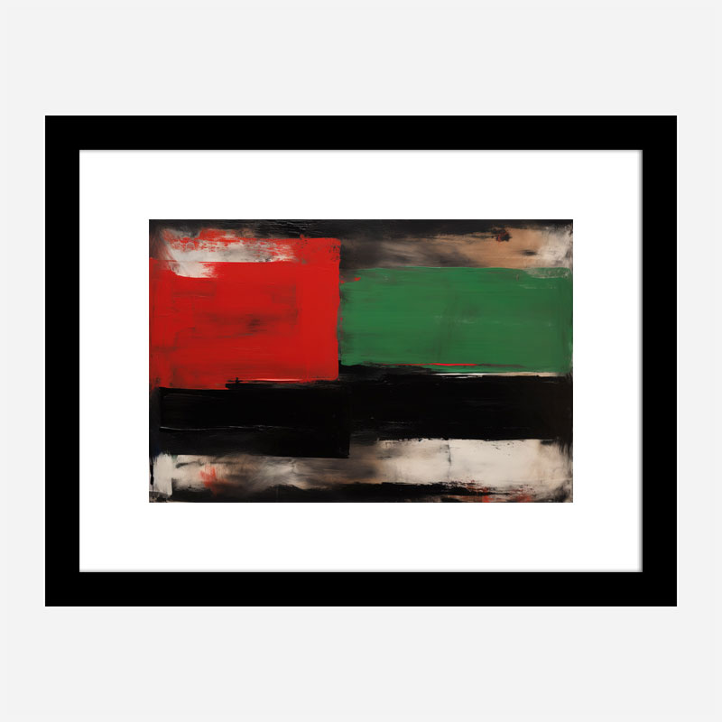 Red Black & Green Rothko Style 3 Abstract Art Print
