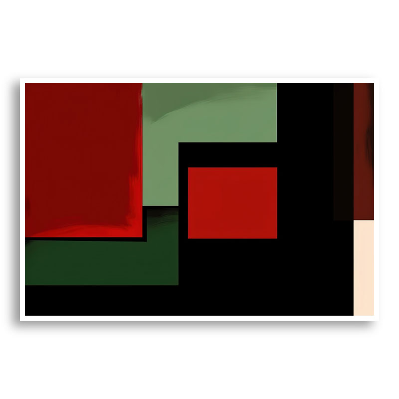 Red Black & Green Rothko Style 4 Abstract Art Print