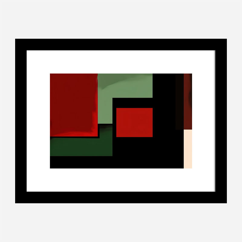 Red Black & Green Rothko Style 4 Abstract Art Print