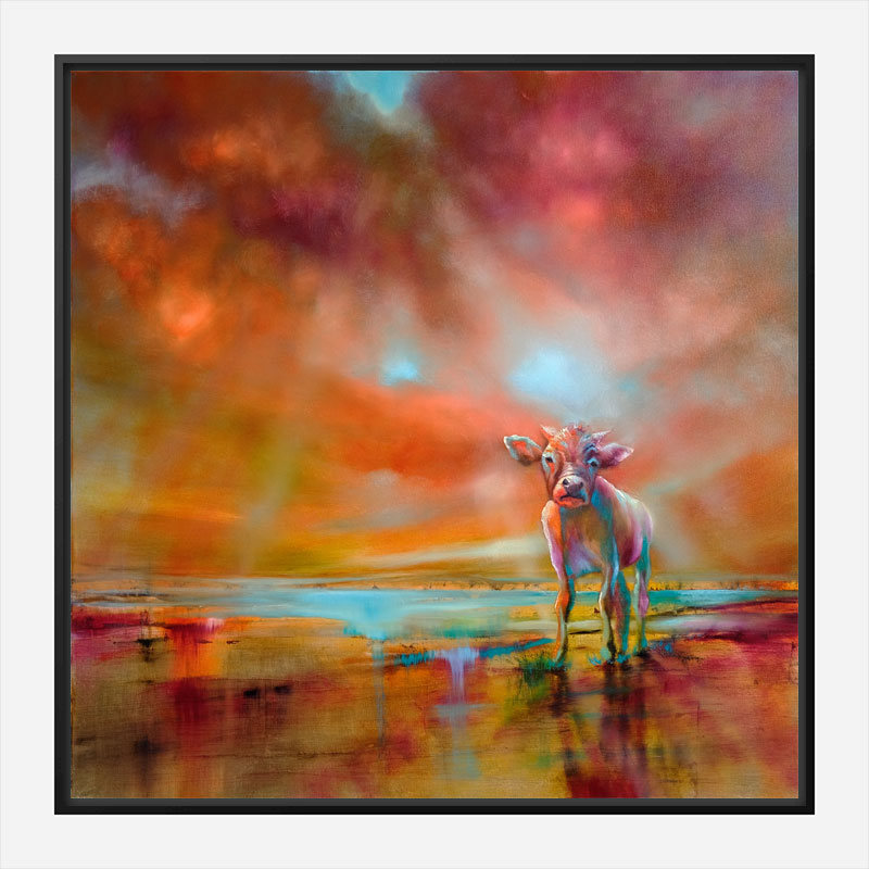 Colorful Cow Abstract Art Print