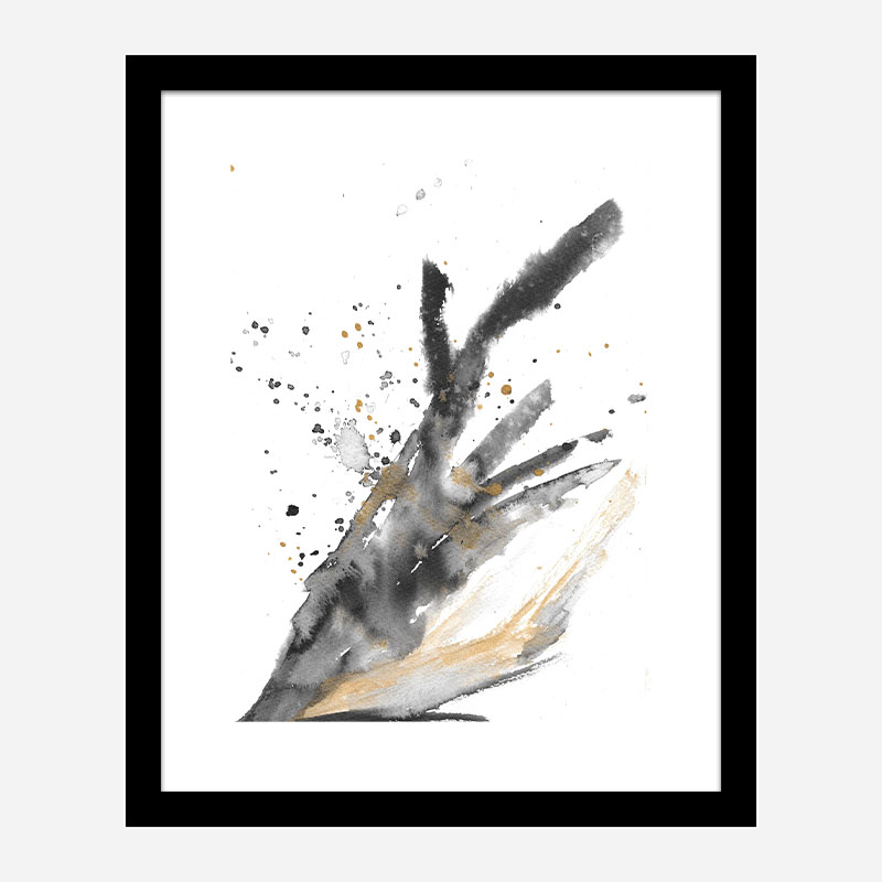 Black Ink & Gold Abstract Art Print Black Ink & Gold Abstract Art Print