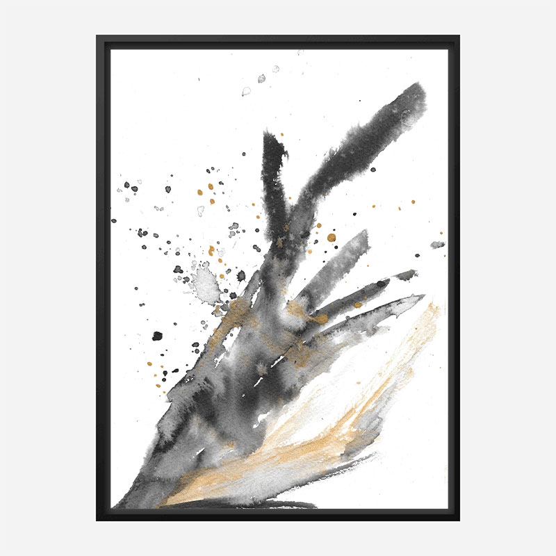 Black Ink & Gold Abstract Art Print Black Ink & Gold Abstract Art Print
