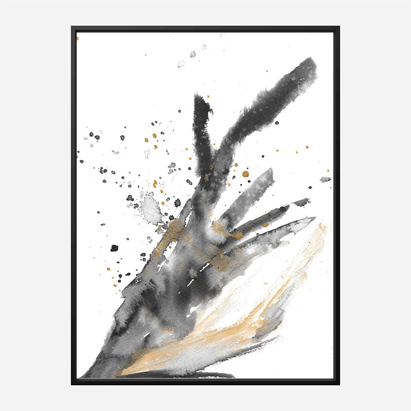 Black Ink & Gold Abstract Art Print Black Ink & Gold Abstract Art Print