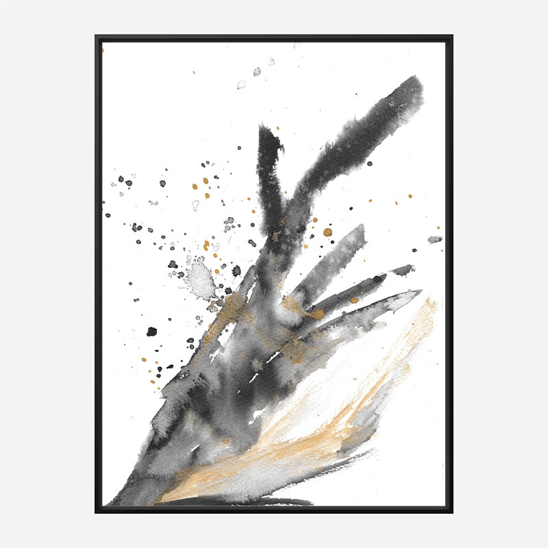 Black Ink & Gold Abstract Art Print Black Ink & Gold Abstract Art Print