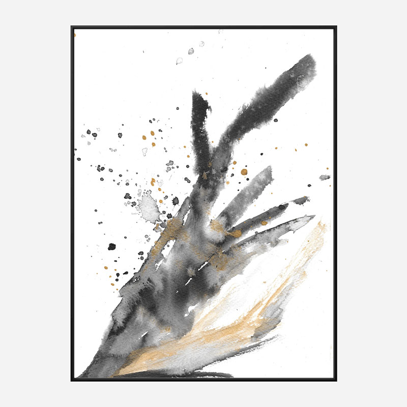 Black Ink & Gold Abstract Art Print Black Ink & Gold Abstract Art Print