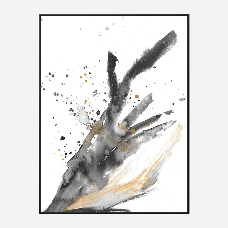 Black Ink & Gold Abstract Art Print Black Ink & Gold Abstract Art Print