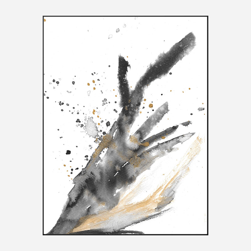 Black Ink & Gold Abstract Art Print Black Ink & Gold Abstract Art Print