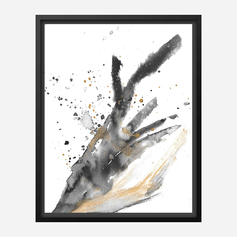 Black Ink & Gold Abstract Art Print Black Ink & Gold Abstract Art Print
