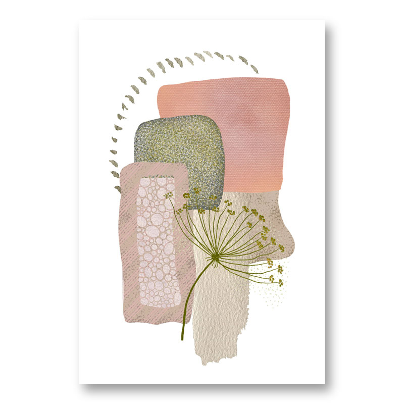 Delicate Pink and Green Abstract Art