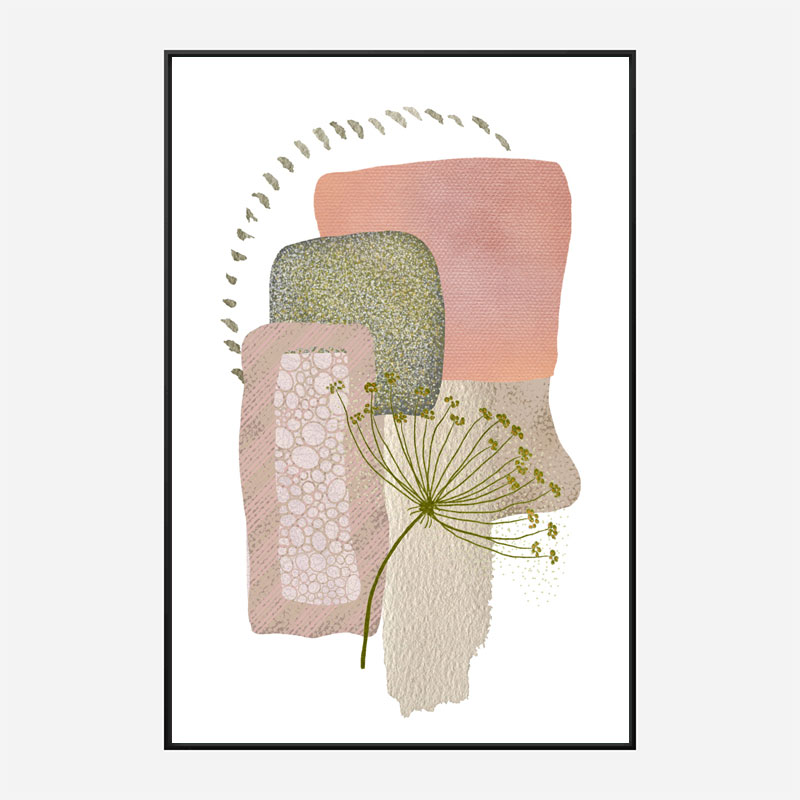 Delicate Pink and Green Abstract Art