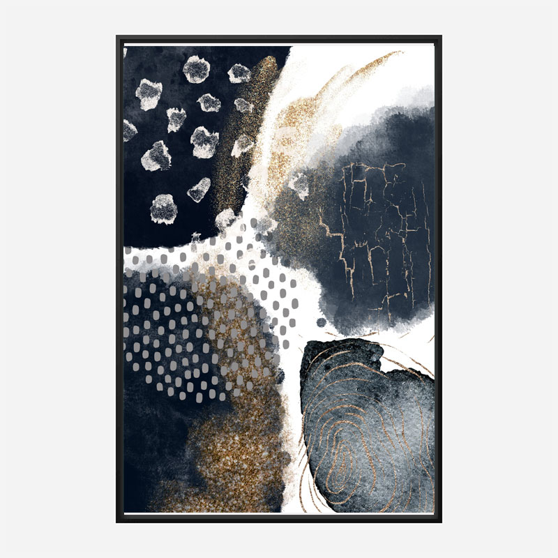 Abstract Black and Gold Abstract Art