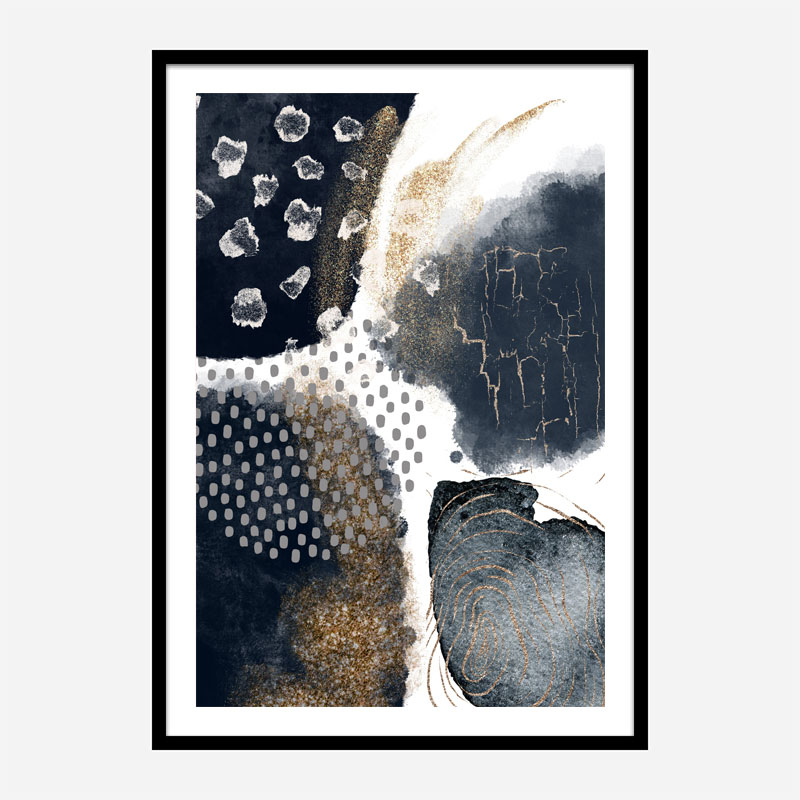 Abstract Black and Gold Abstract Art