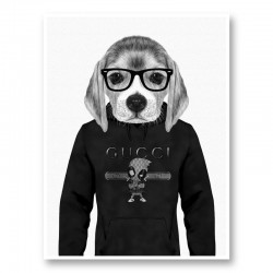 Beagle in Gucci Black and White Art Print