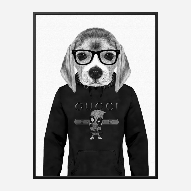 Beagle in Gucci Black and White Art Print