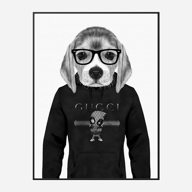 Beagle in Gucci Black and White Art Print