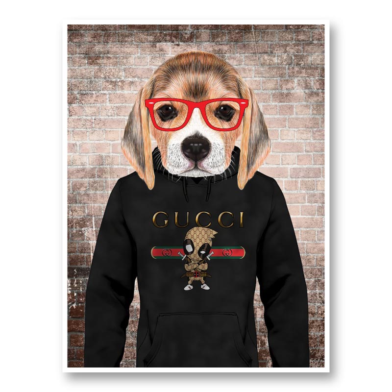 Beagle in Gucci Hoodie Art Print