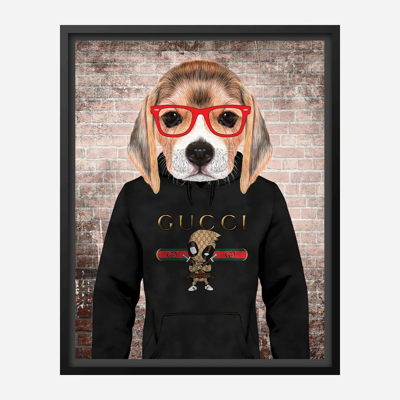 Beagle in Gucci Hoodie Art Print