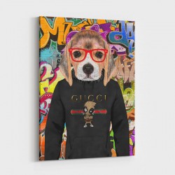 Beagle in Gucci Hoodie Graffiti Art Print