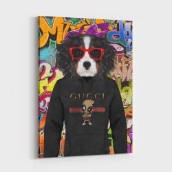 King Charles Spaniel in Gucci Hoodie Graffiti Art Print