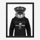 Schnauzer Dog in a Gucci Hoodie Black and White Art Print