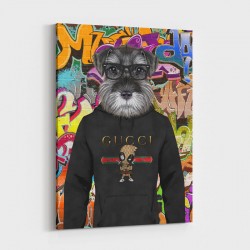 Schnauzer Dog in a Gucci Hoodie Graffiti Art Print