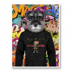 Schnauzer Dog in a Gucci Hoodie Graffiti Art Print