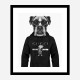 Boxer Dog in a Gucci Hoodie Black and White Art Print