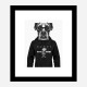 Boxer Dog in a Gucci Hoodie Black and White Art Print