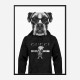Boxer Dog in a Gucci Hoodie Black and White Art Print