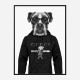 Boxer Dog in a Gucci Hoodie Black and White Art Print