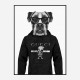 Boxer Dog in a Gucci Hoodie Black and White Art Print