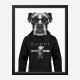 Boxer Dog in a Gucci Hoodie Black and White Art Print