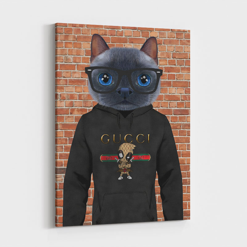 Cat in a Gucci Hoodie Art Print