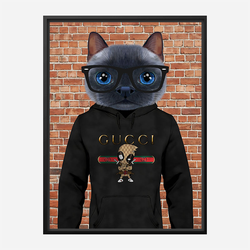 Cat in a Gucci Hoodie Art Print