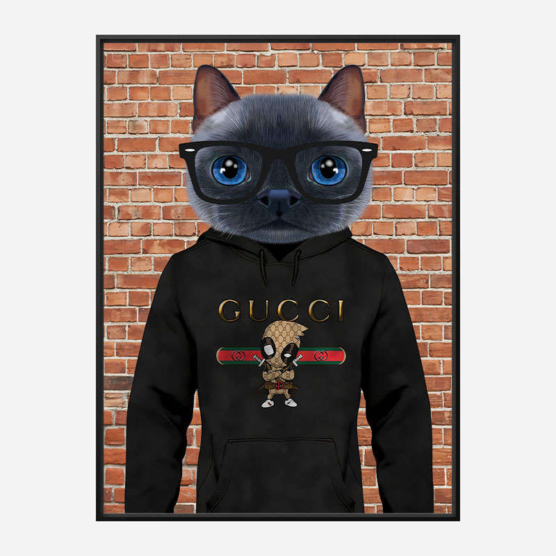 Cat in a Gucci Hoodie Art Print