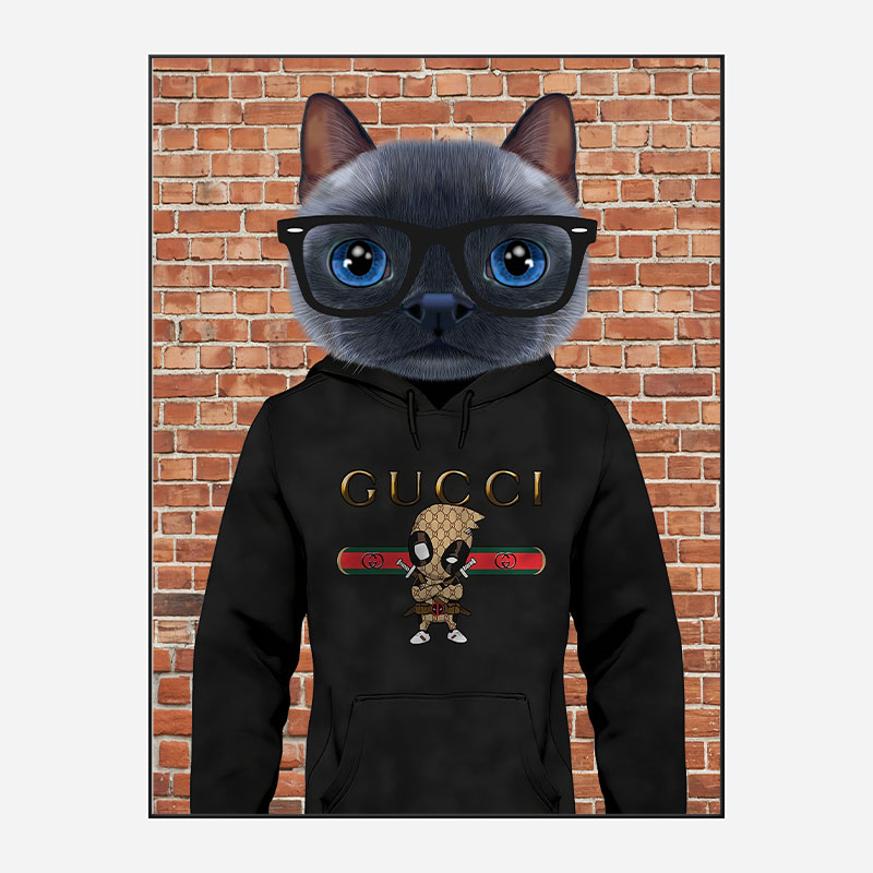 Cat in a Gucci Hoodie Art Print