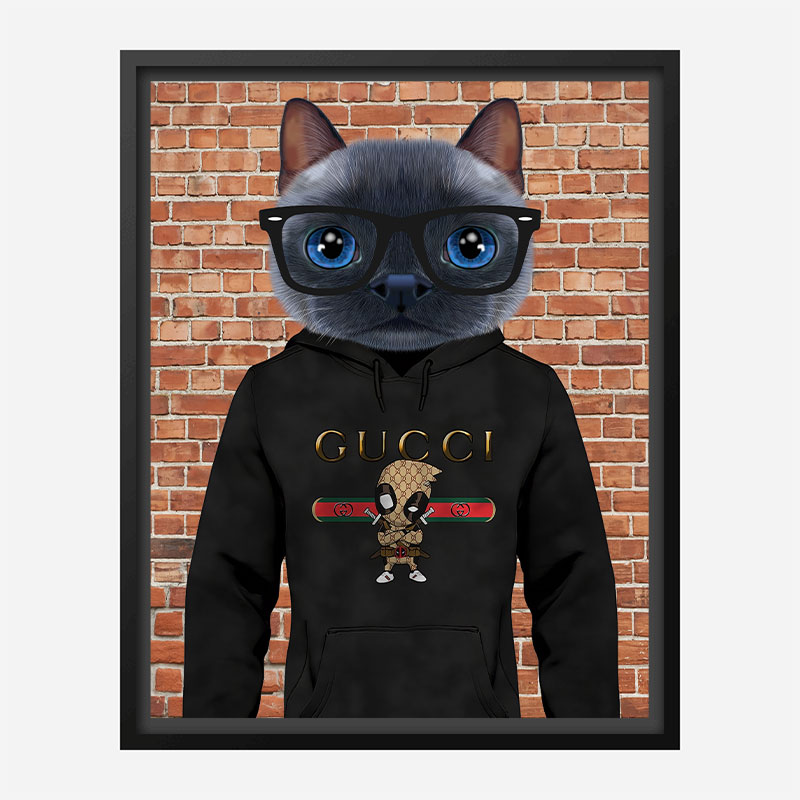 Cat in a Gucci Hoodie Art Print