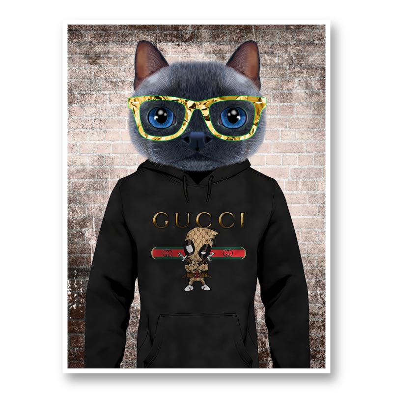 Cool Cat Gucci Hoodie Art Print