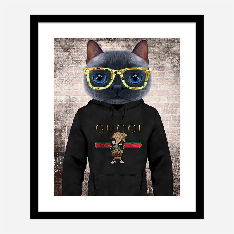 Cool Cat Gucci Hoodie Art Print