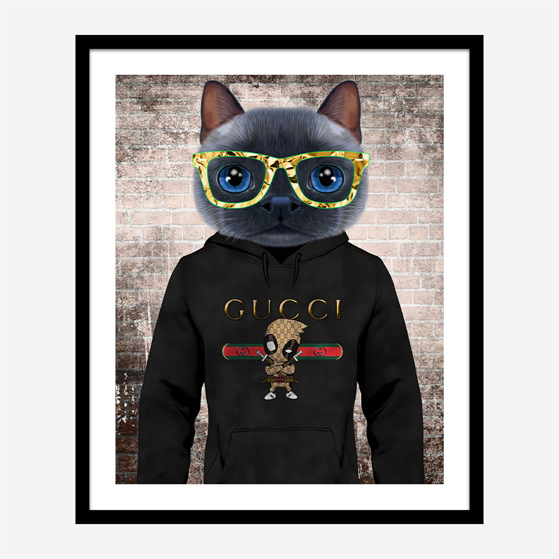 Cool Cat Gucci Hoodie Art Print
